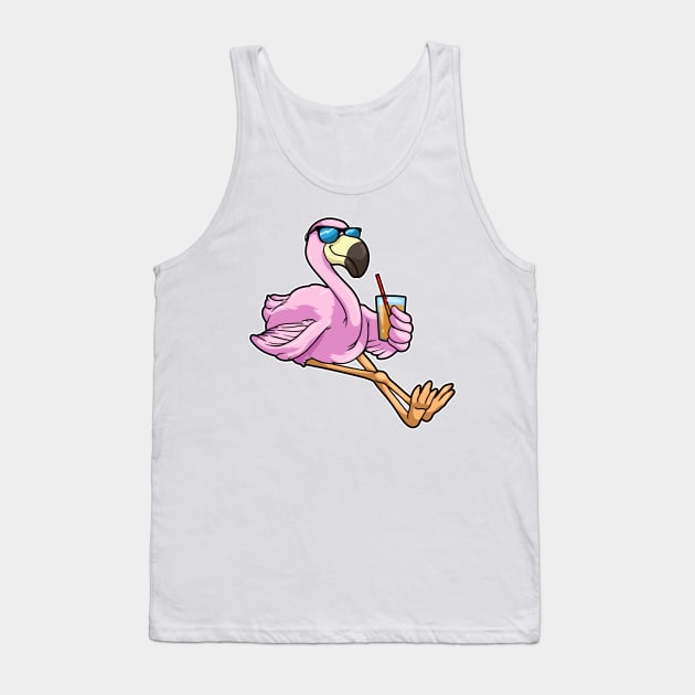 Flamingo with Drink with Drinking straw Tank Top by Markus Schnabel